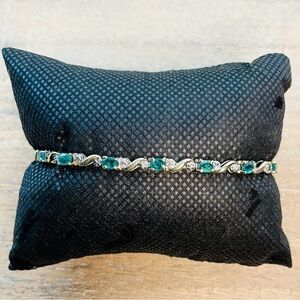 emerald and diamond 10k gold tennis bracelet